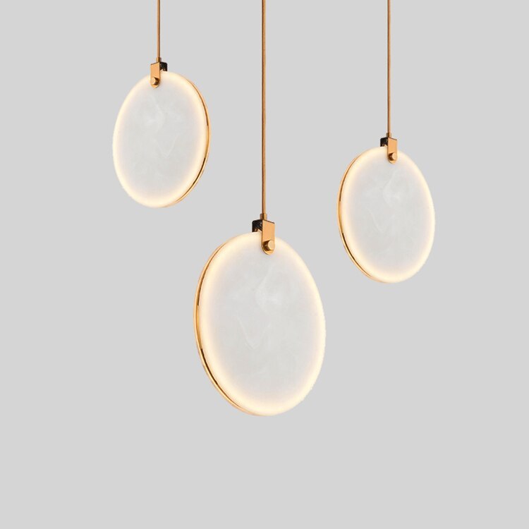 Moon Shade Lorry Natural Marble Pendant Light-Sylvia Space
