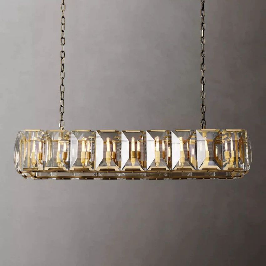 Harlow Faceted Crystal Rectangular Chandelier 62"