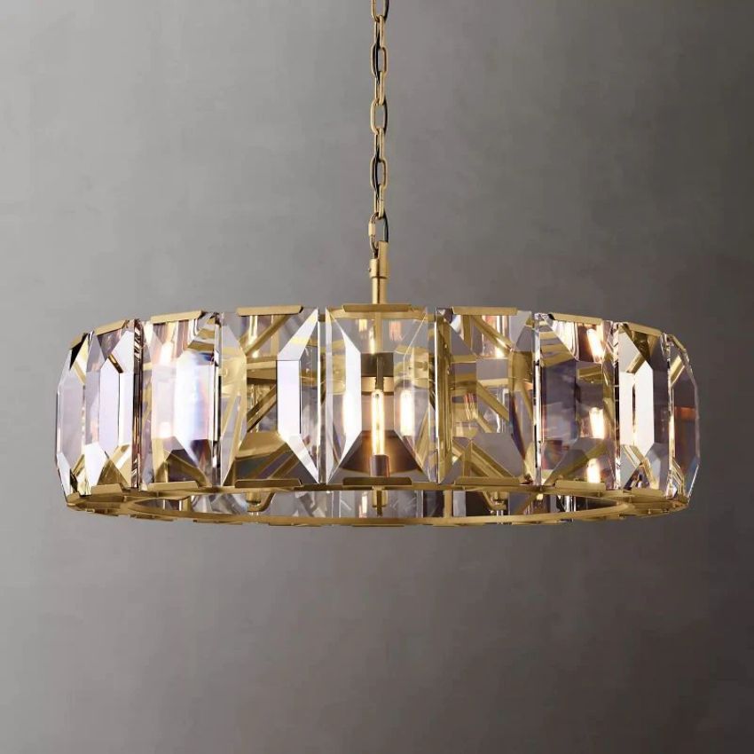 Harlow Faceted Crystal Round Chandelier 43"