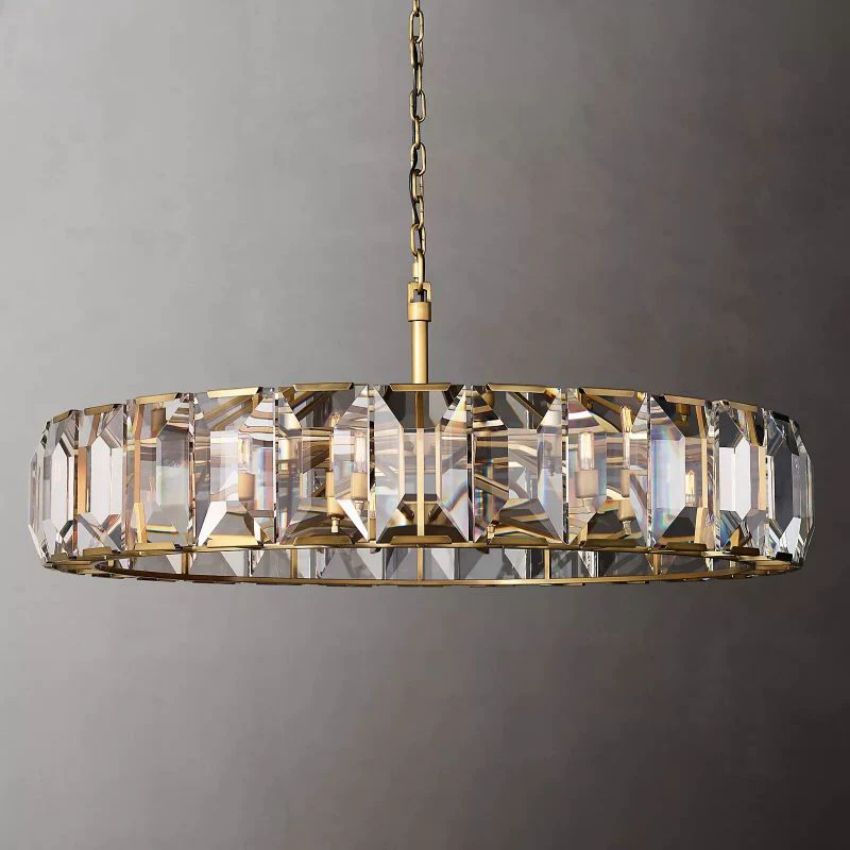 Harlow Faceted Crystal Round Chandelier 60"