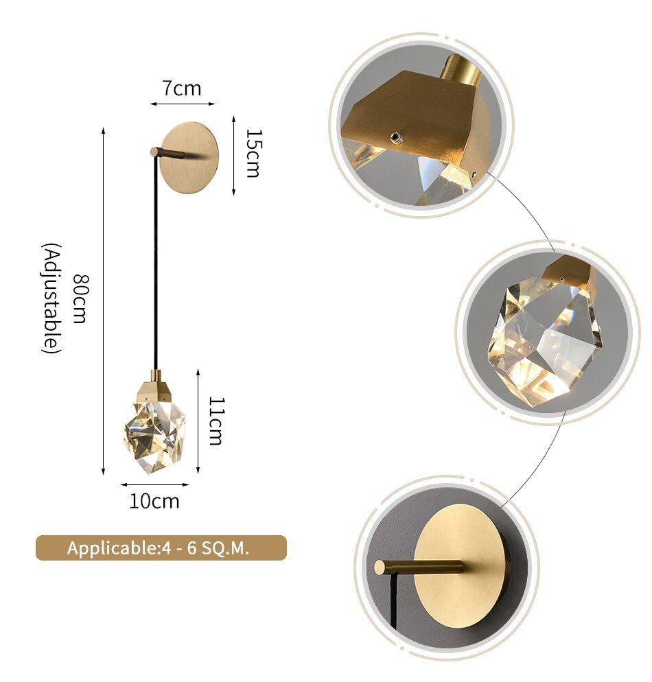Masony Crystal Wall Sconce-Sylvia Space