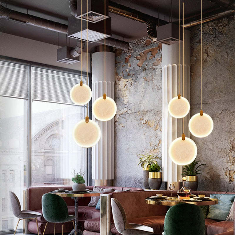 Moon Shade Lorry Natural Marble Pendant Light-Sylvia Space