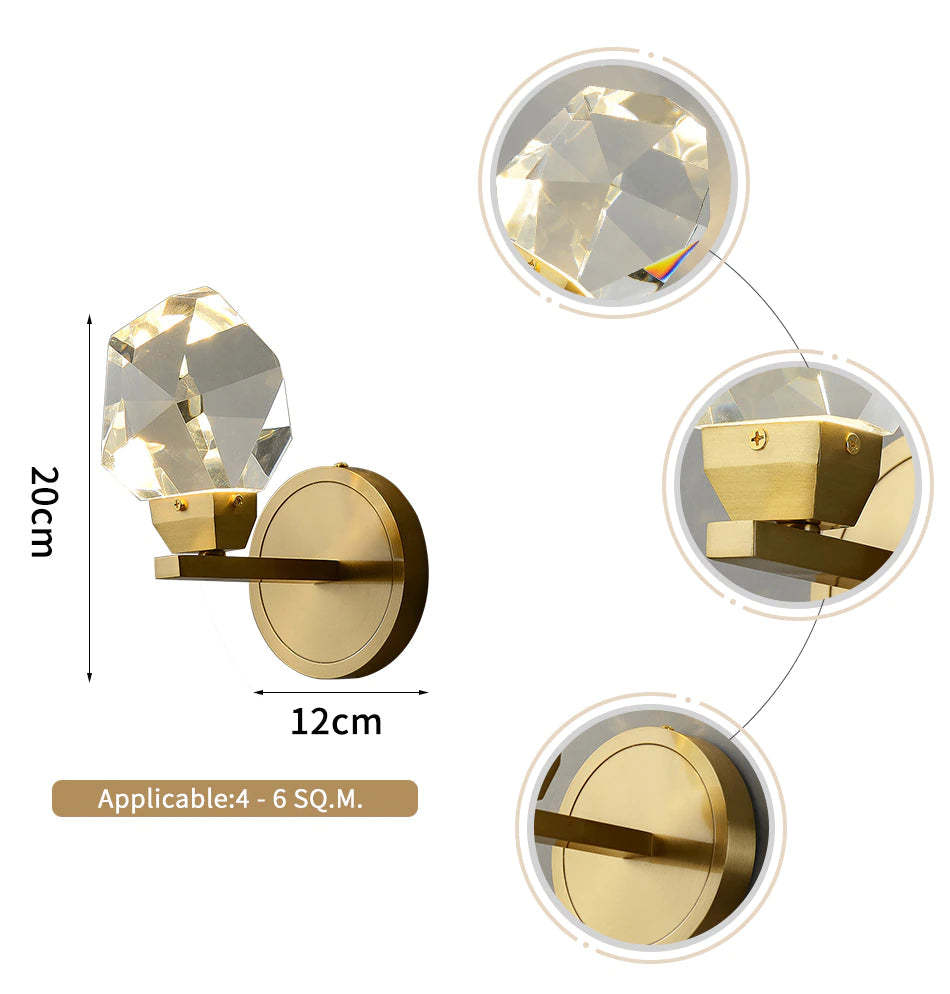 Masony Crystal Wall Sconce-Sylvia Space