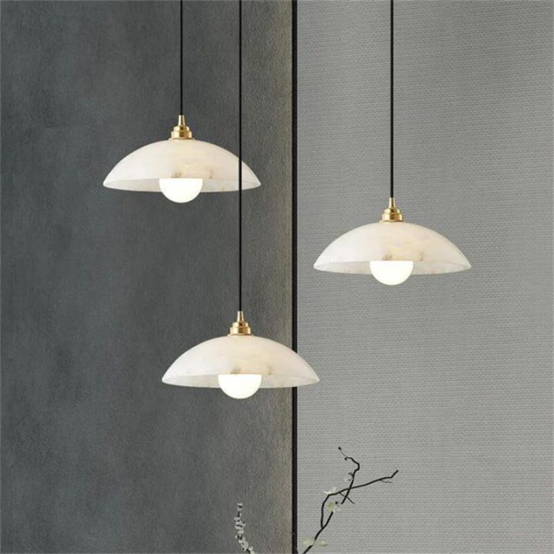 Alabaster Lorry Umbrella Pendant 11.8" D 15.7" D