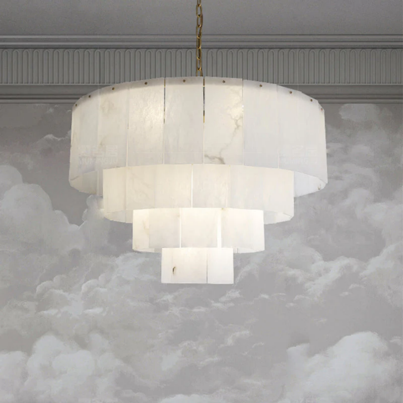 Alabaster Lorry Modern Multi-Layer Round Chandelier 31"