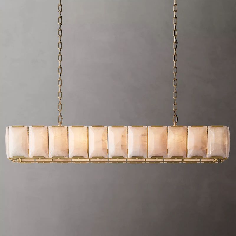 Hulson Calcite Rectangular Chandelier D 74"-Sylvia Space