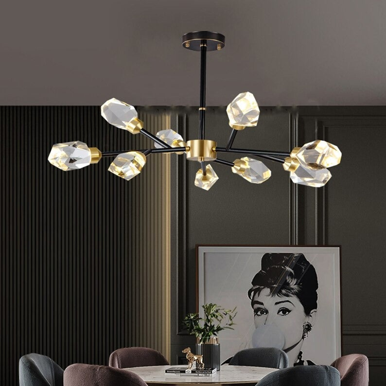Barlley Crystal Branch Chandelier, Black-Sylvia Space