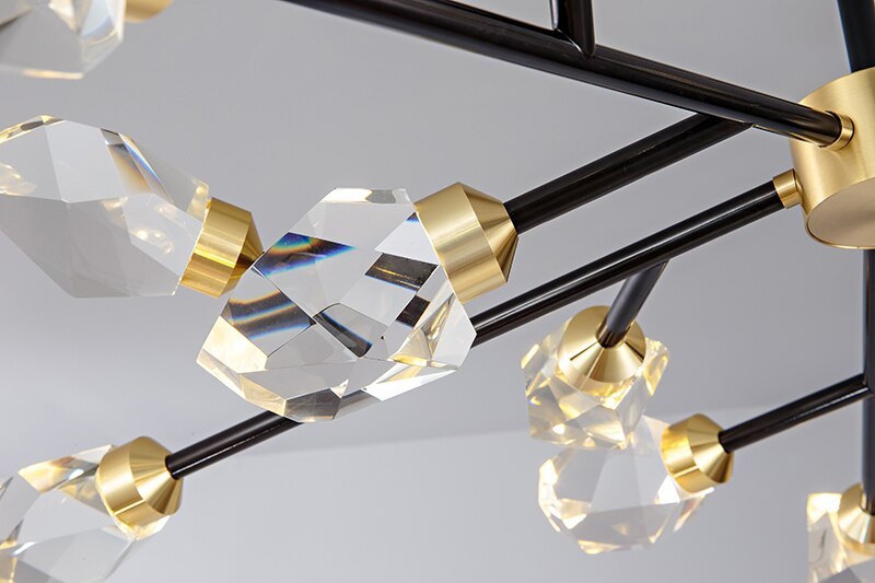 Barlley Crystal Branch Chandelier, Black-Sylvia Space