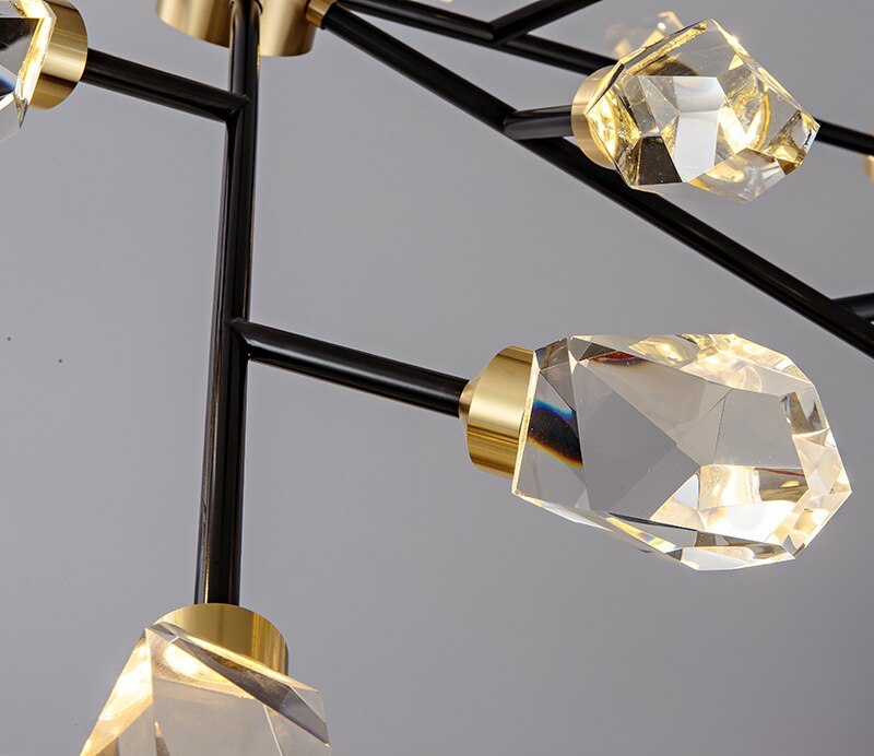 Barlley Crystal Branch Chandelier, Black-Sylvia Space