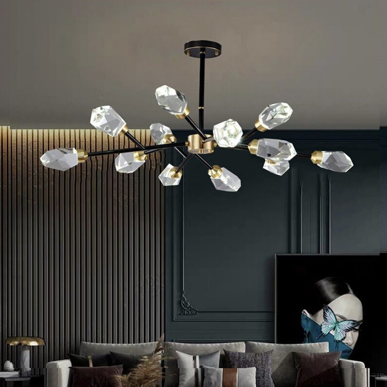 Barlley Crystal Branch Chandelier, Black-Sylvia Space