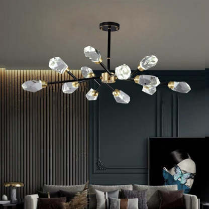 Barlley Crystal Branch Chandelier, Black-Sylvia Space