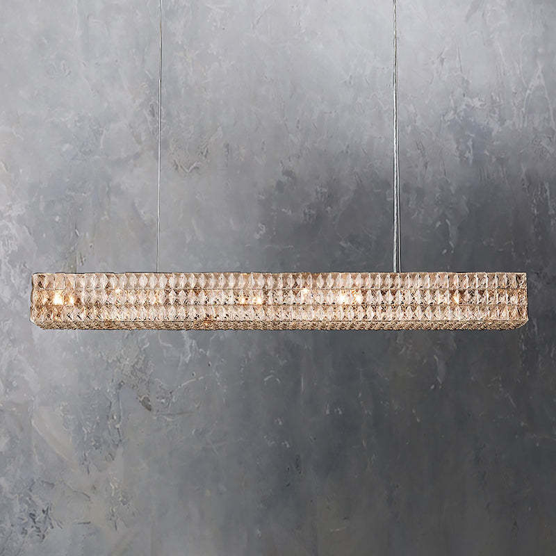 Crystal Glass Spiridone Linear Chandelier 49" 61"