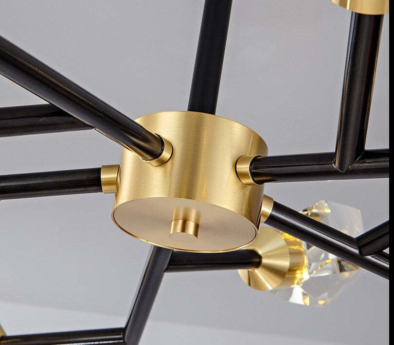 Barlley Crystal Branch Chandelier, Black-Sylvia Space