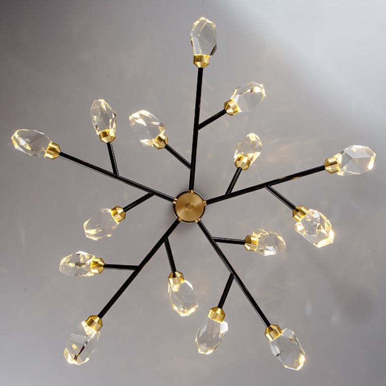 Barlley Crystal Branch Chandelier, Black-Sylvia Space