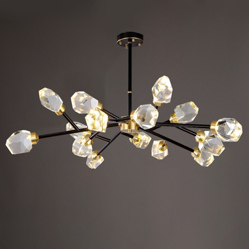 Barlley Crystal Branch Chandelier, Black-Sylvia Space