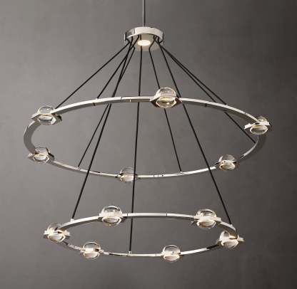 Eclatanty Crystal Ball 2-Tier Round Chandelier 48"