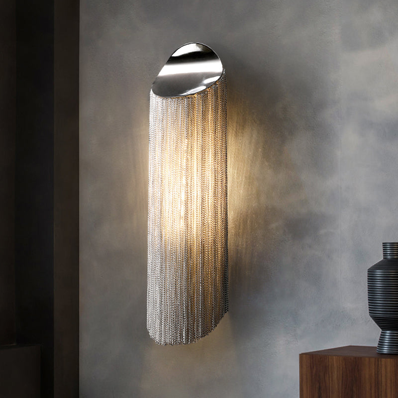 Cadeny Aluminum Chain Tassel Wall Sconce-Sylvia Space