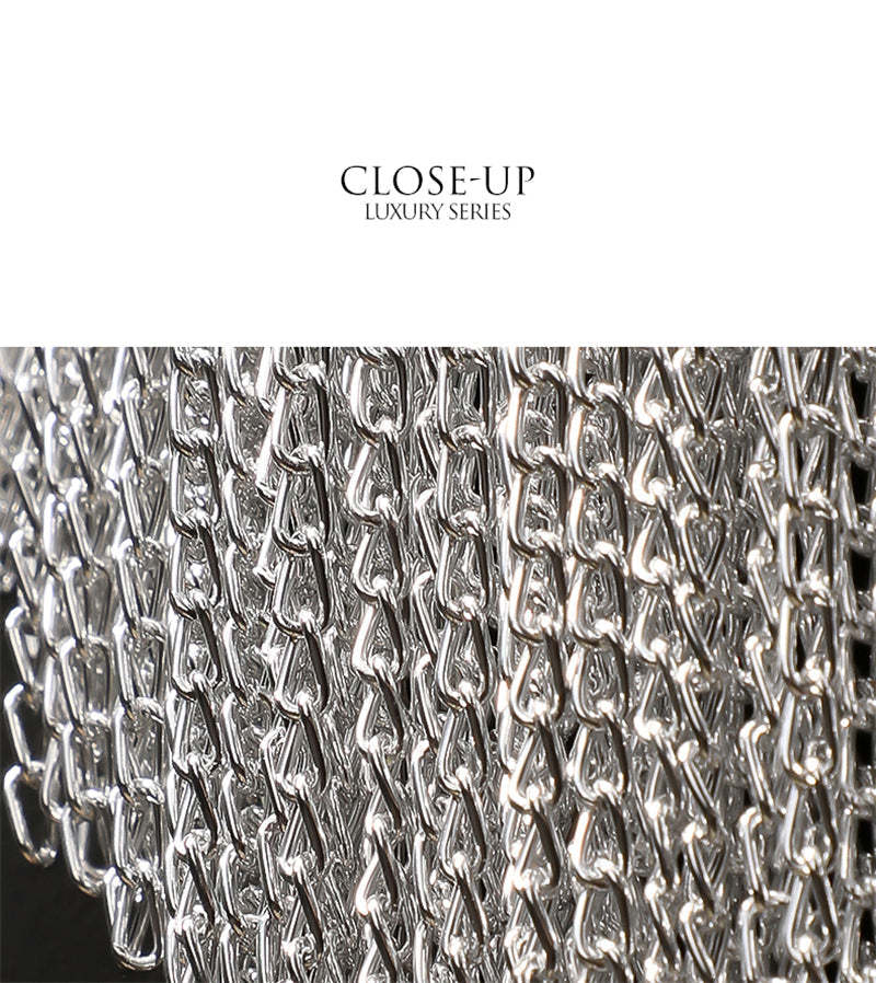Cadeny Aluminum Chain Tassel Wall Sconce-Sylvia Space