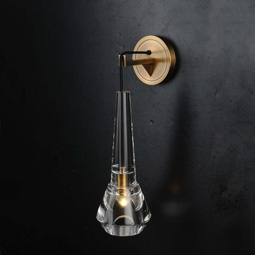 Crystal Mono Wall Sconce For Bedroom Height 13"-Sylvia Space