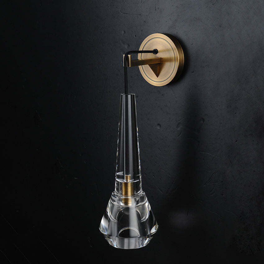 Crystal Mono Wall Sconce For Bedroom Height 13"-Sylvia Space