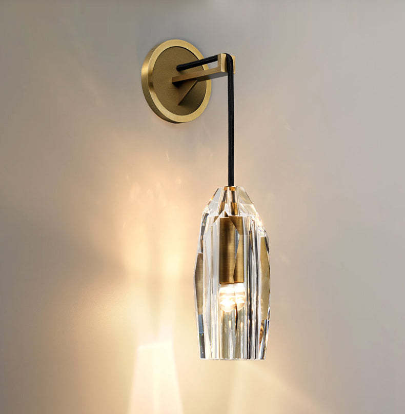 Modernity Faceted Crystal Pendant Wall Sconce-Sylvia Space