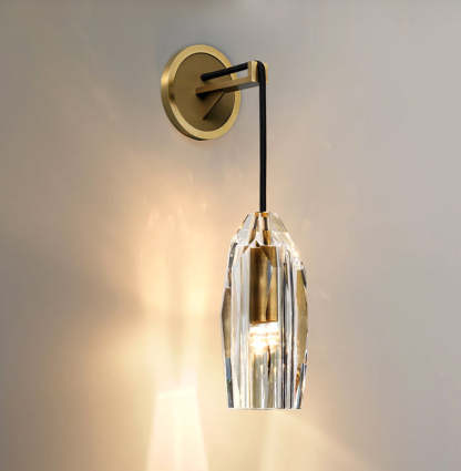 Modernity Faceted Crystal Pendant Wall Sconce-Sylvia Space