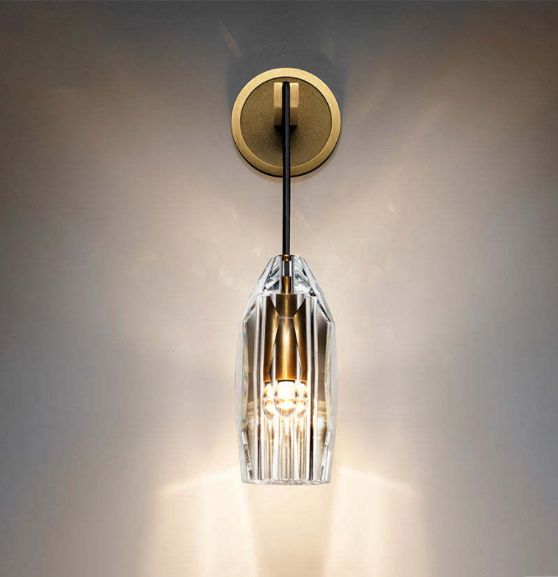 Modernity Faceted Crystal Pendant Wall Sconce-Sylvia Space