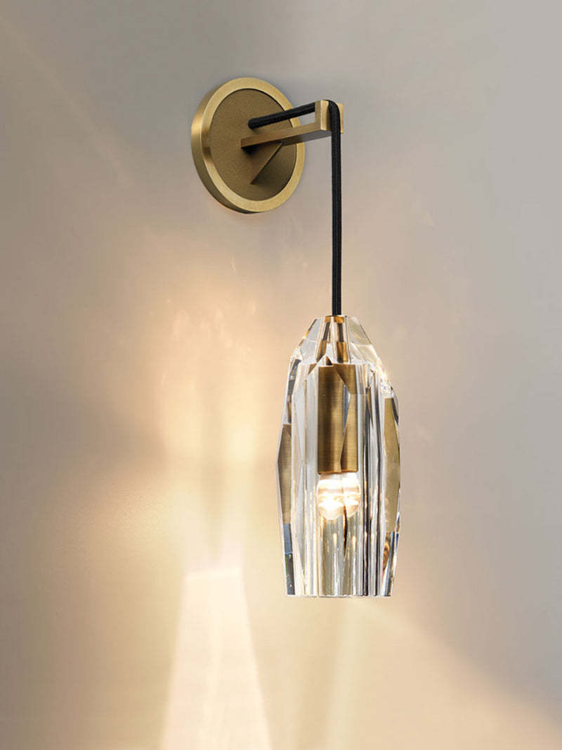 Modernity Faceted Crystal Pendant Wall Sconce-Sylvia Space