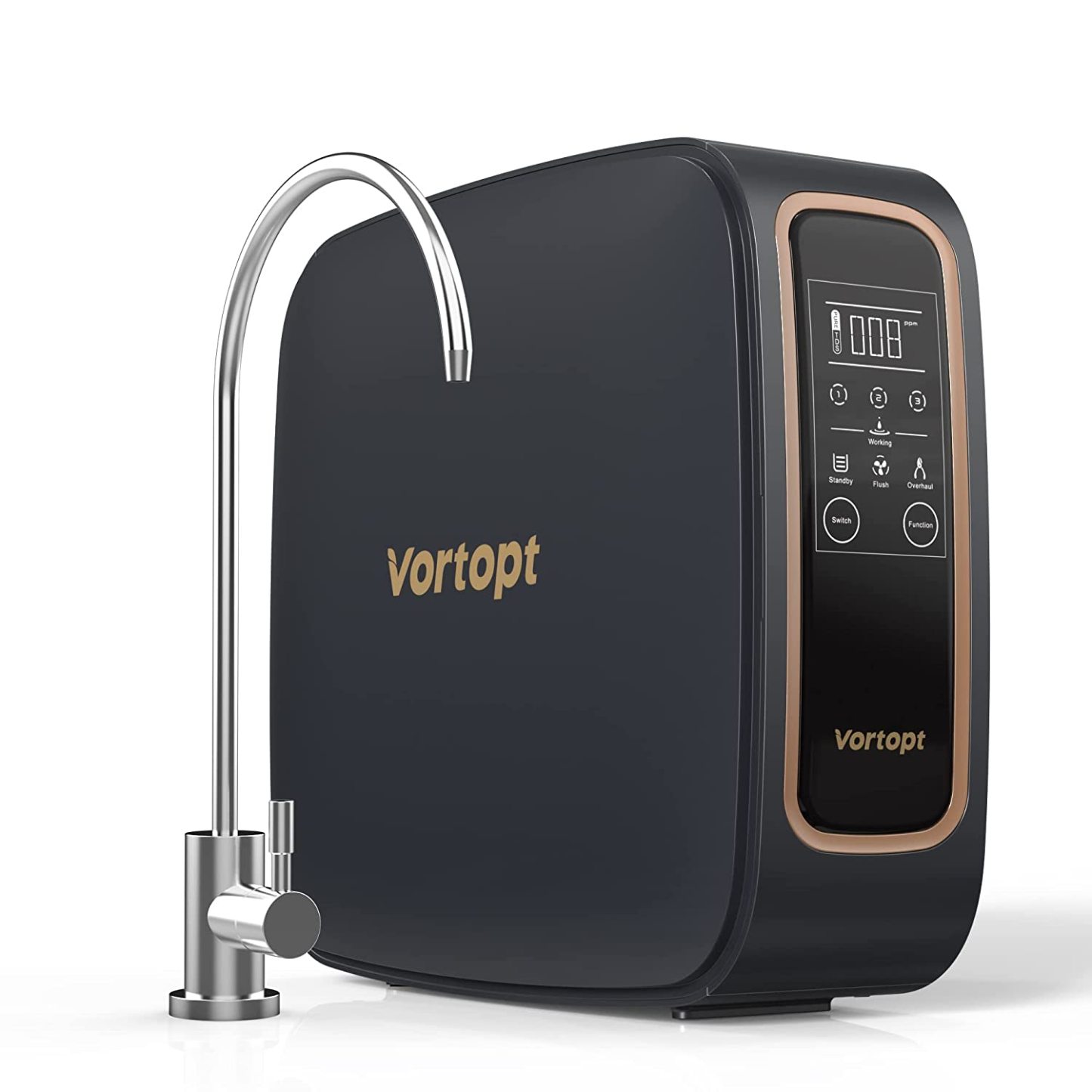 Vortopt Tankless Reverse Osmosis System, Under Sink RO Water Filter System, Smart Large Screen, 600 GPD, 2:1 Pure to Waste, 4 Stage RO Filter, TDS Reduction, Home Water Filtration, DR1-600