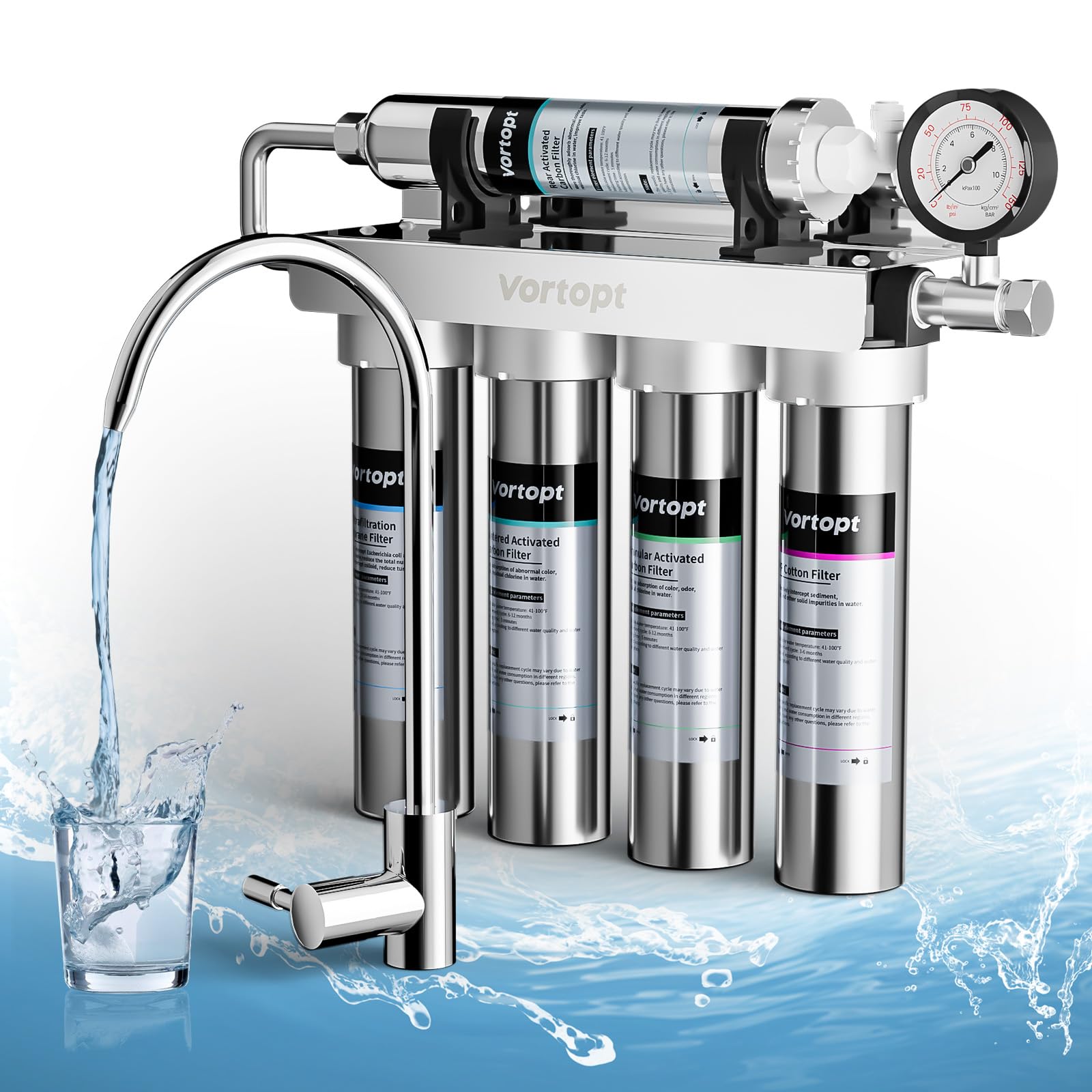 Under Sink Water Filter - Stainless Steel Water Filter System - U1-ST
