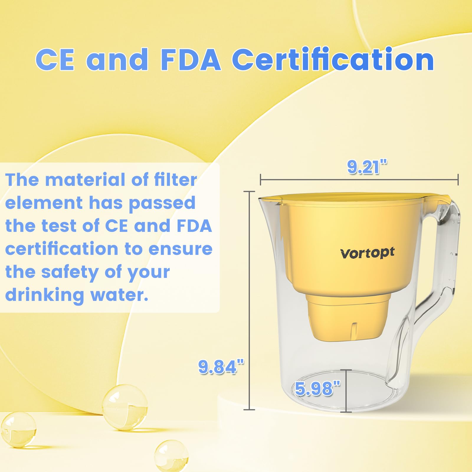 L1 Water Filter Pitcher with 1 Filter - L1-Yellow