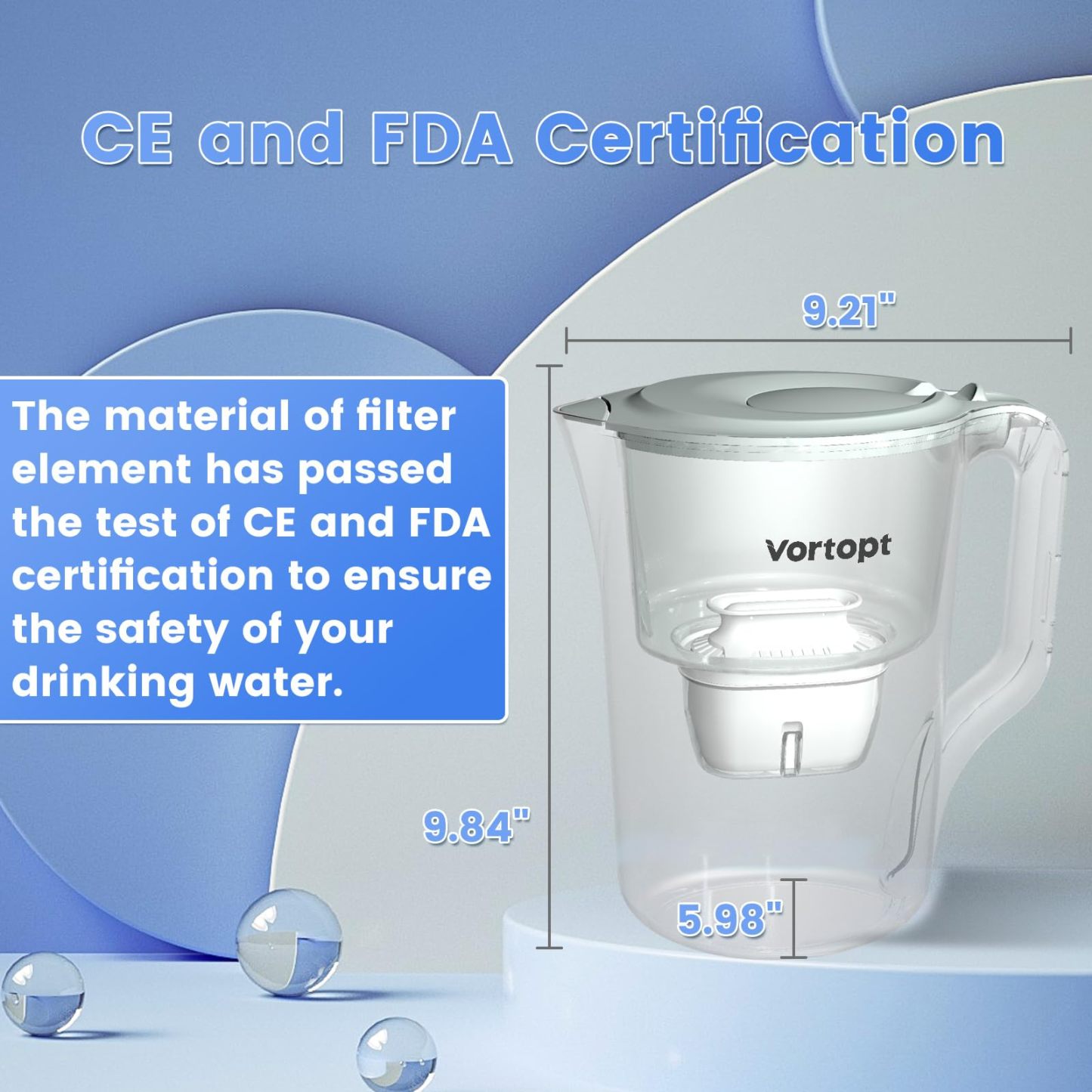 Vortopt Water Filter Pitcher - L2-White