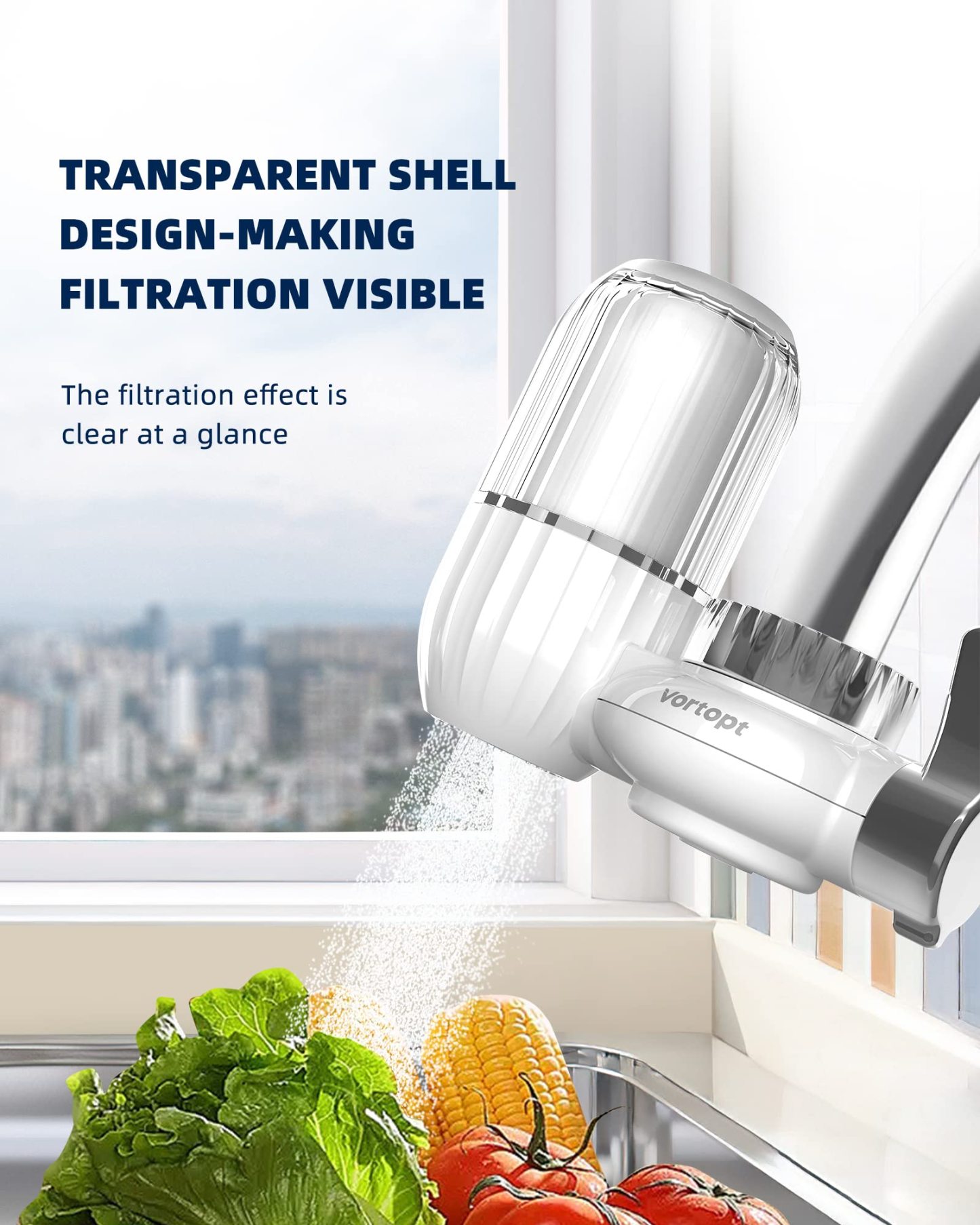Faucet Water Filter with Transparent Shell - T4-ACF