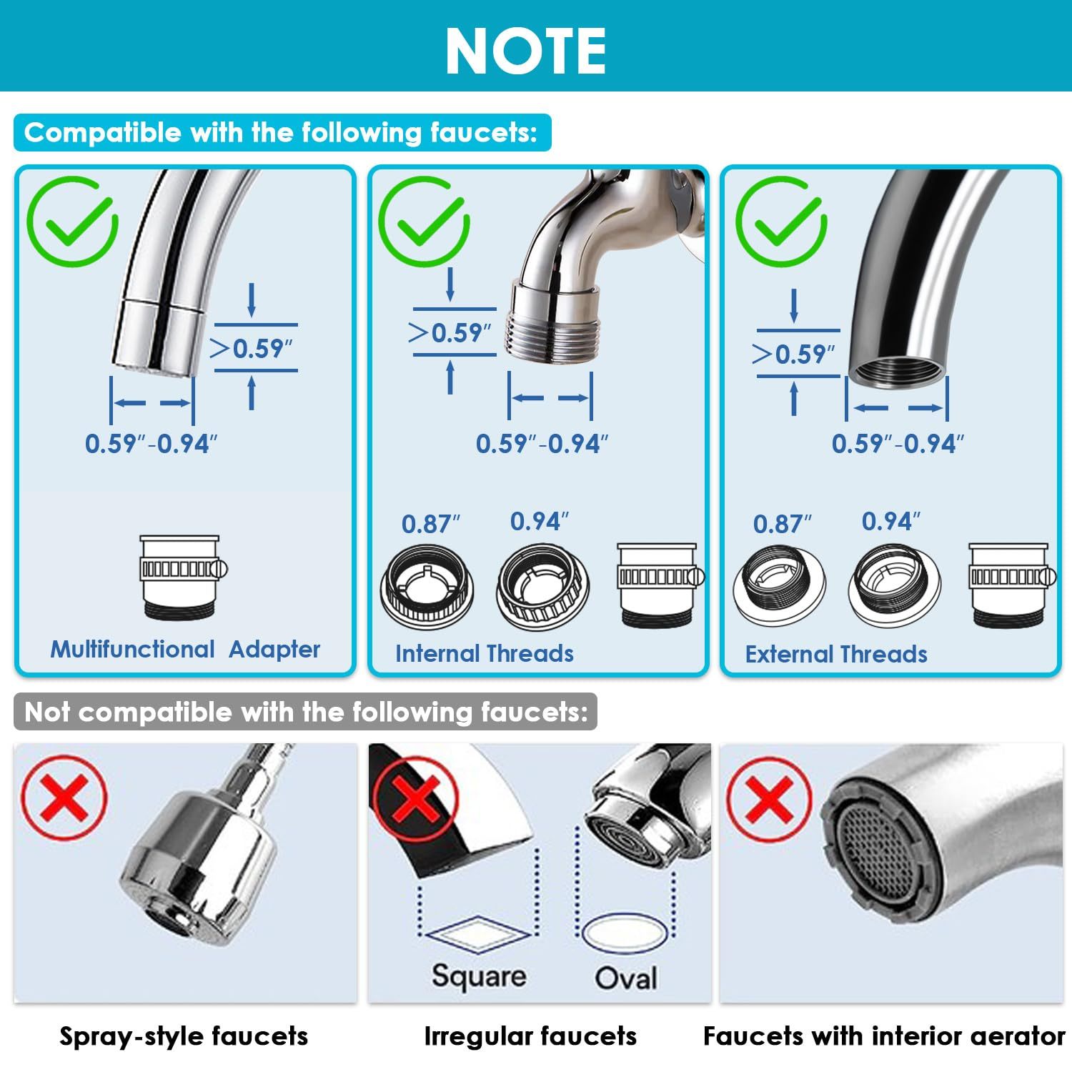 Faucet Water Filter for Sink - T1/T2 400G
