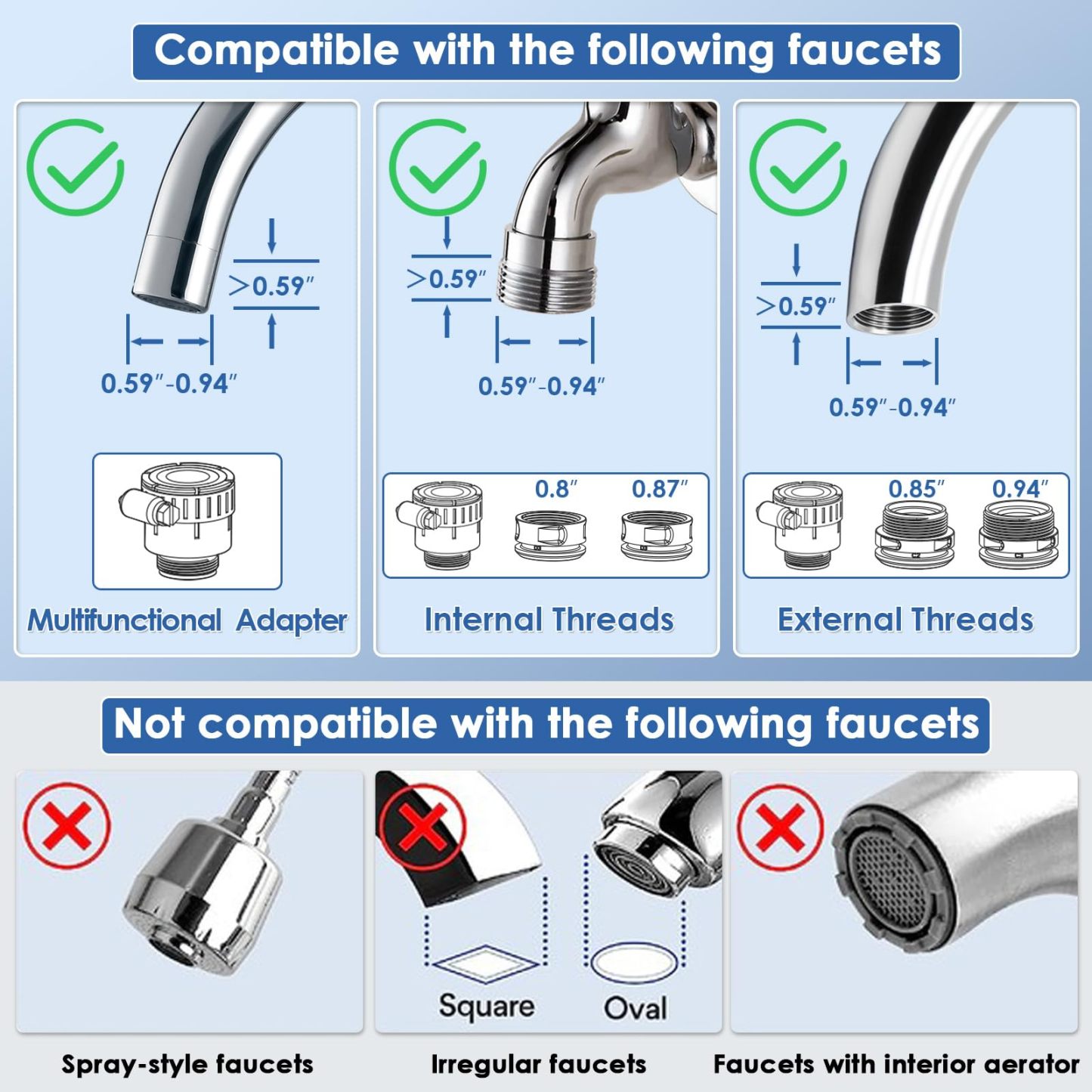 Water Filter for Sink, White Faucet Water Filter - T5-C1
