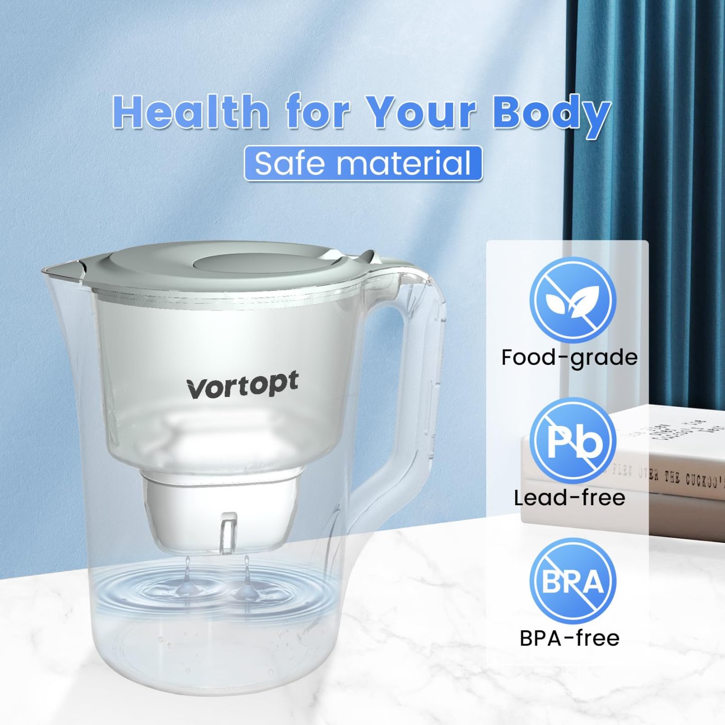 Vortopt Water Filter Pitcher - L2-White