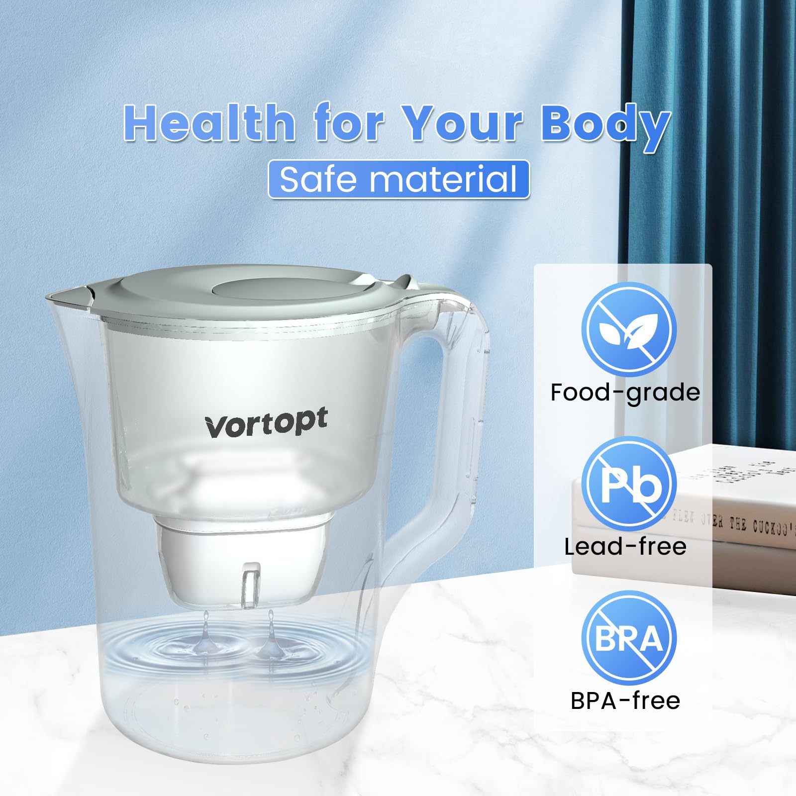 Vortopt Water Filter Pitcher - L2-White