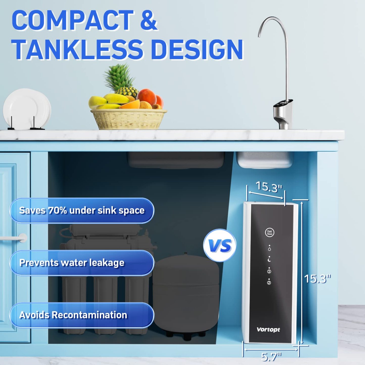 Vortopt Reverse Osmosis System Water Filter - DR2-1000 (White)