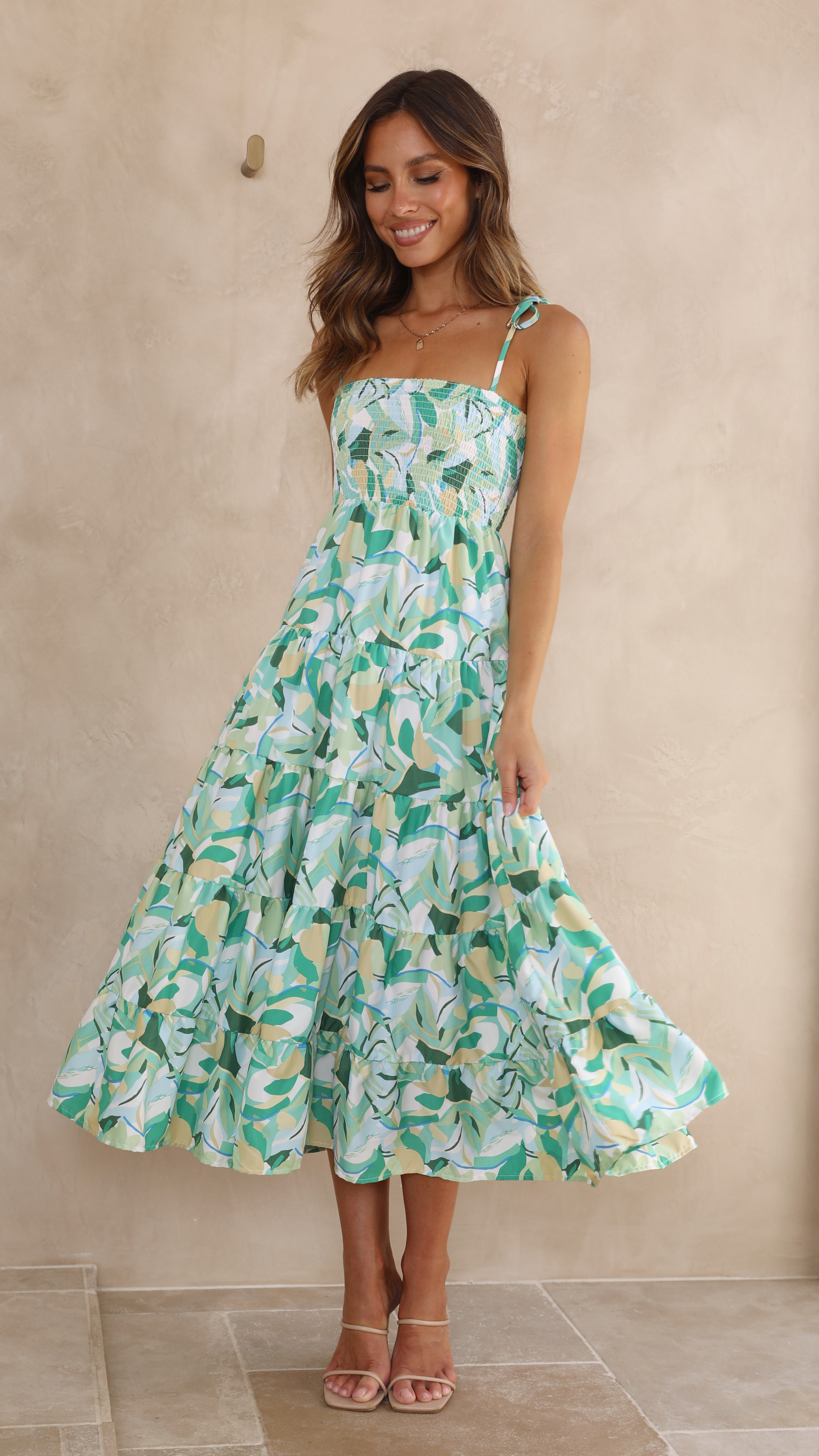 Tamyra Maxi Dress - Green Multi-Sunshines Bliss