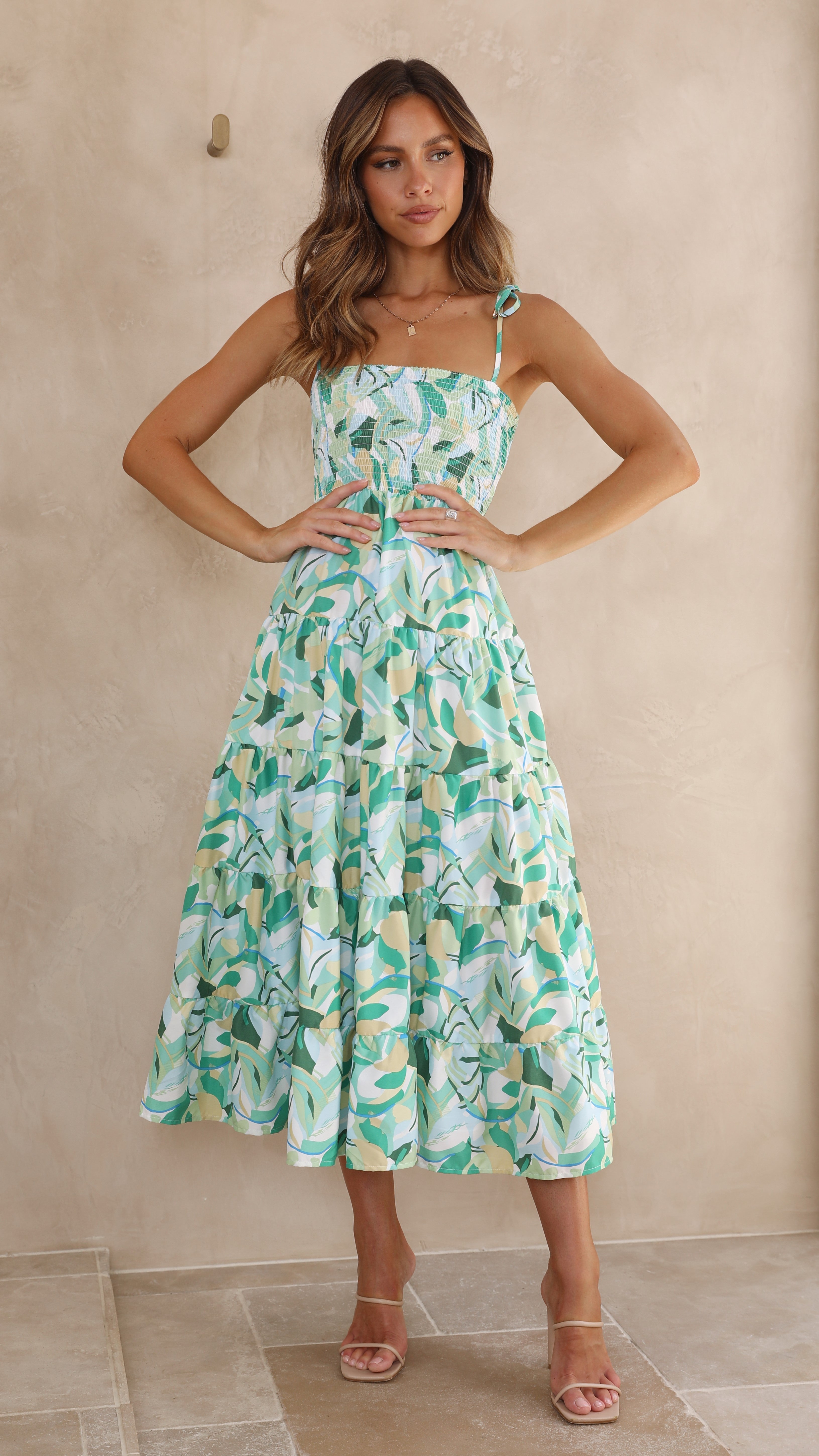 Tamyra Maxi Dress - Green Multi-Sunshines Bliss