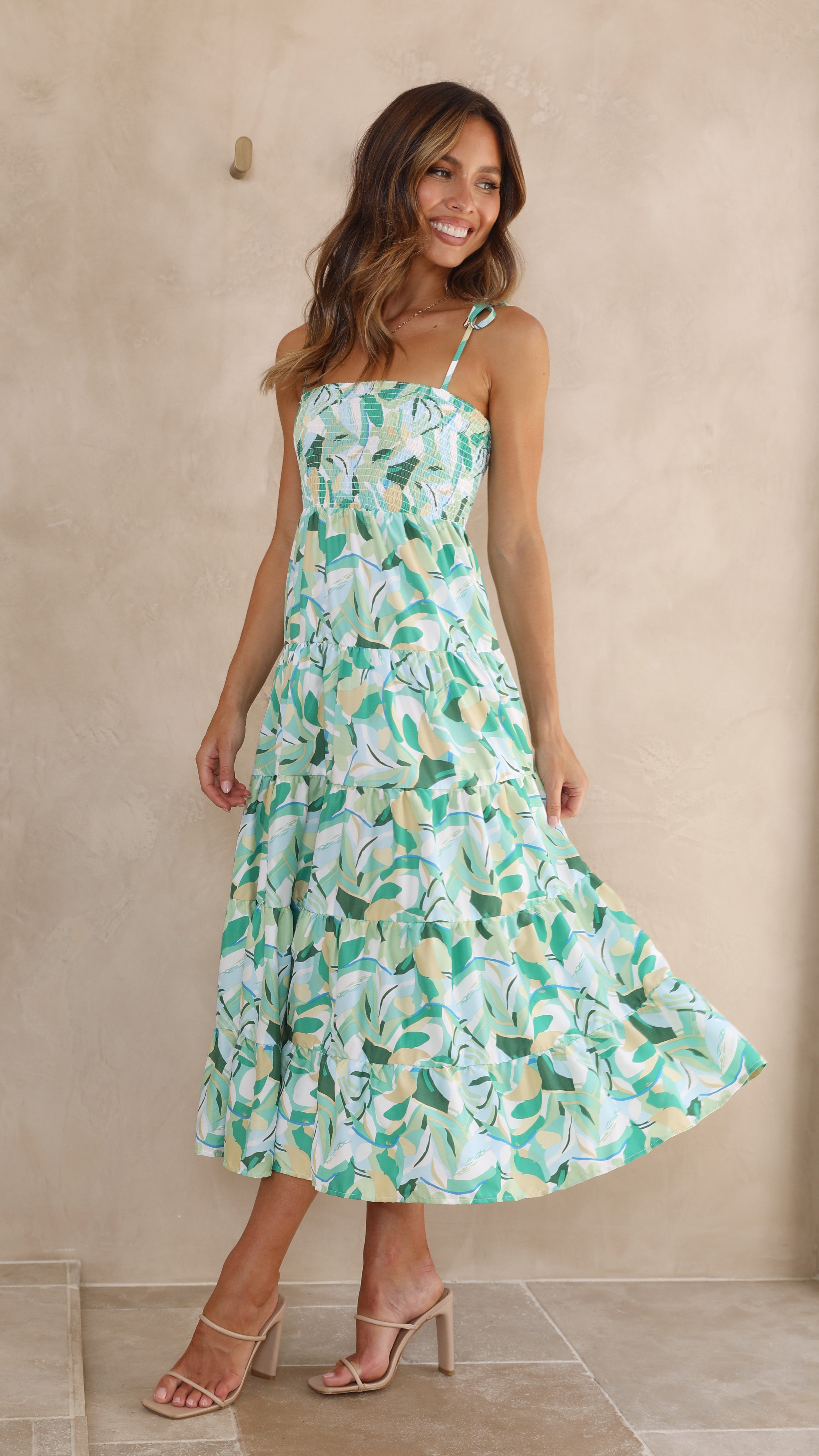 Tamyra Maxi Dress - Green Multi-Sunshines Bliss