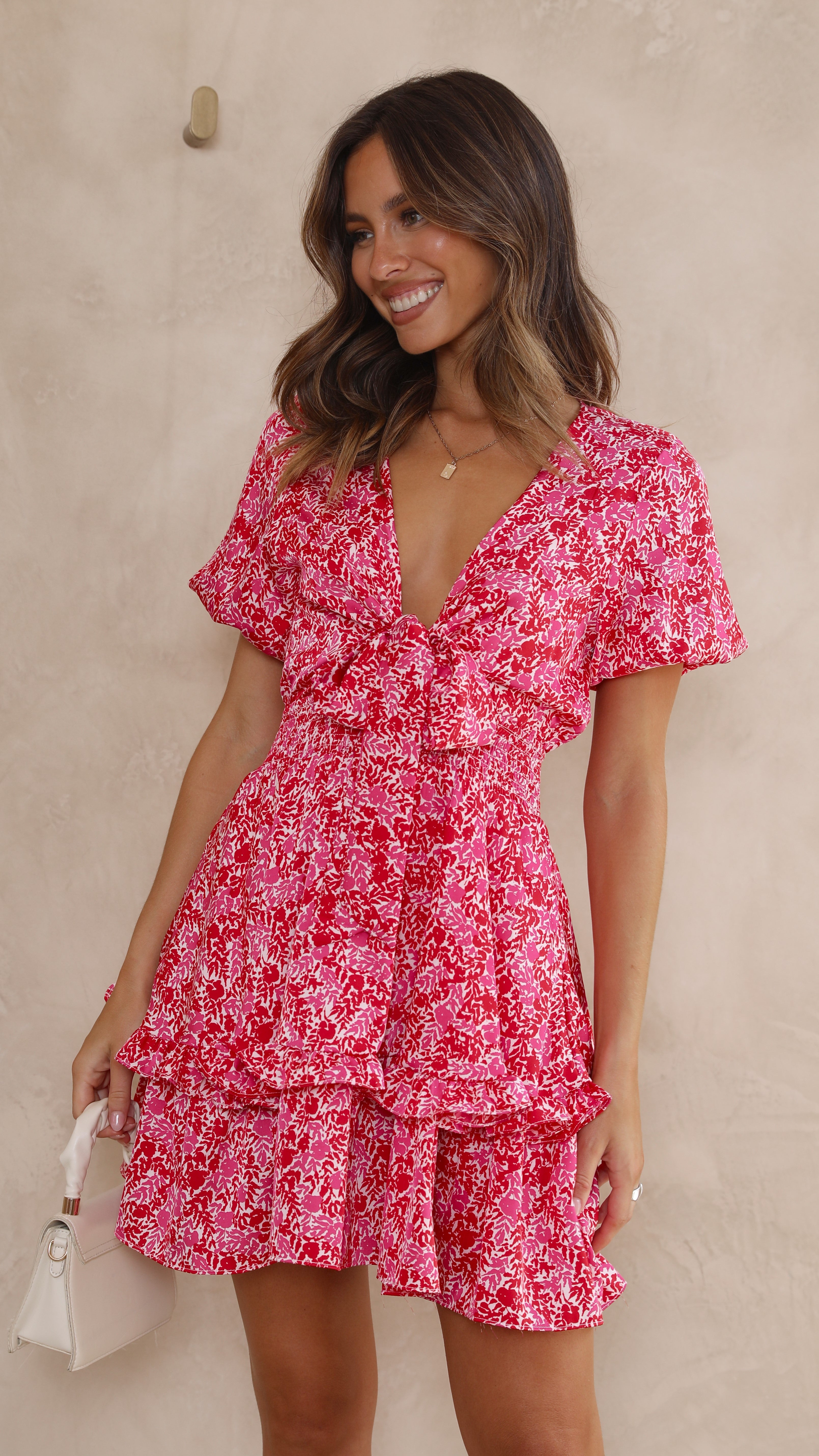 Alayia Mini Dress - Red/Pink-Sunshines Bliss