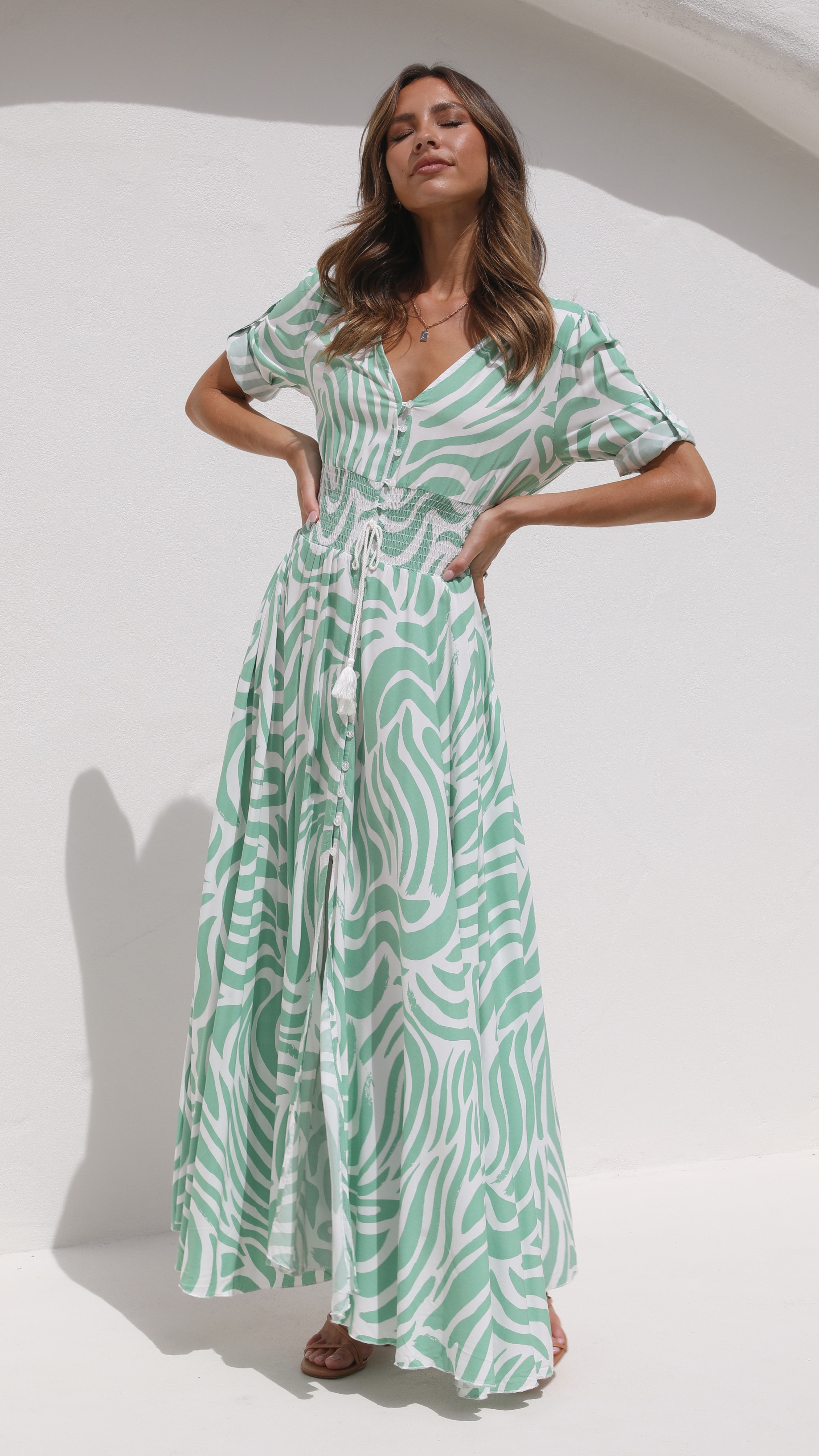 Indiana Maxi Dress - Matcha Print-Sunshines Bliss