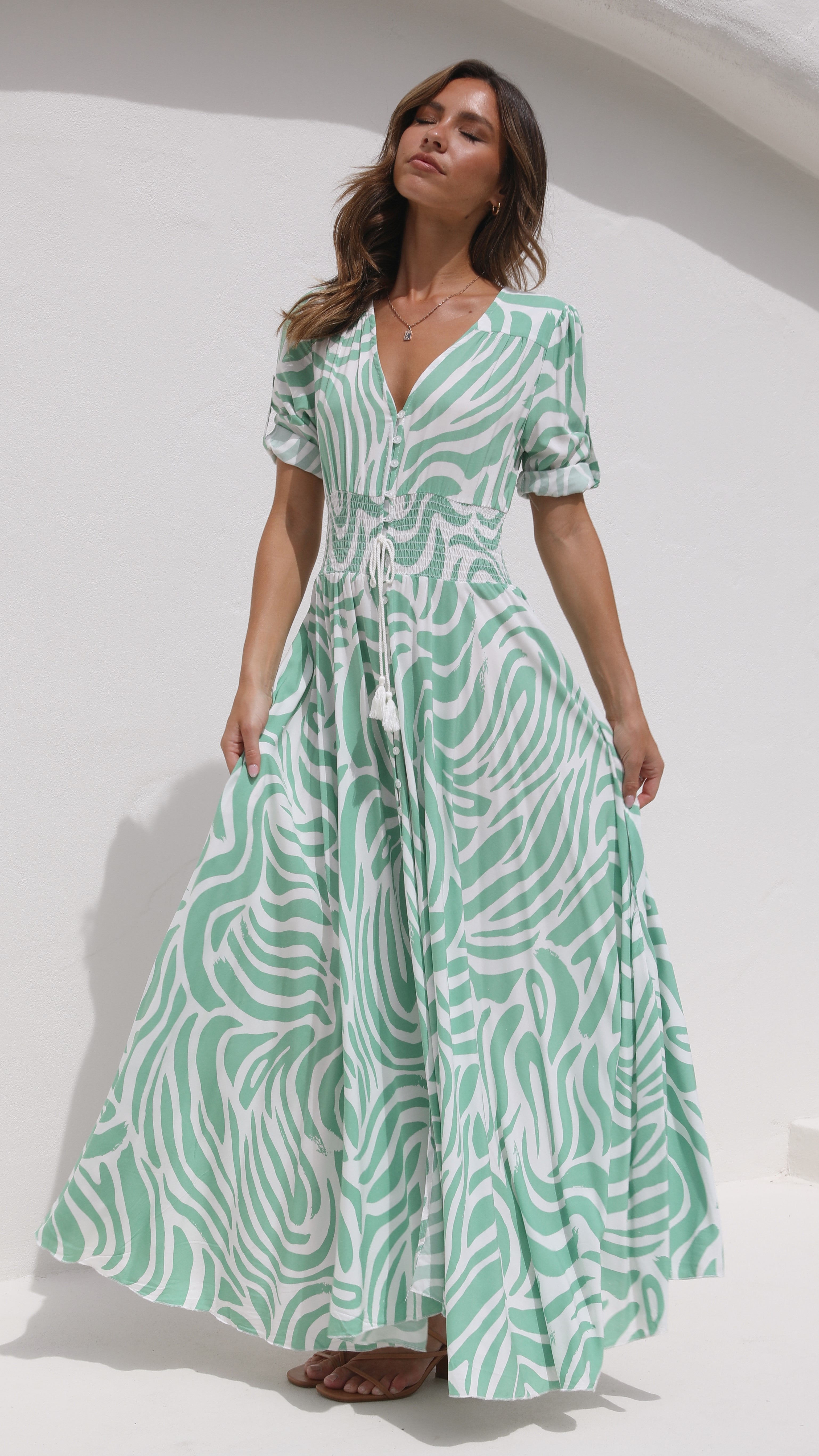 Indiana Maxi Dress - Matcha Print-Sunshines Bliss
