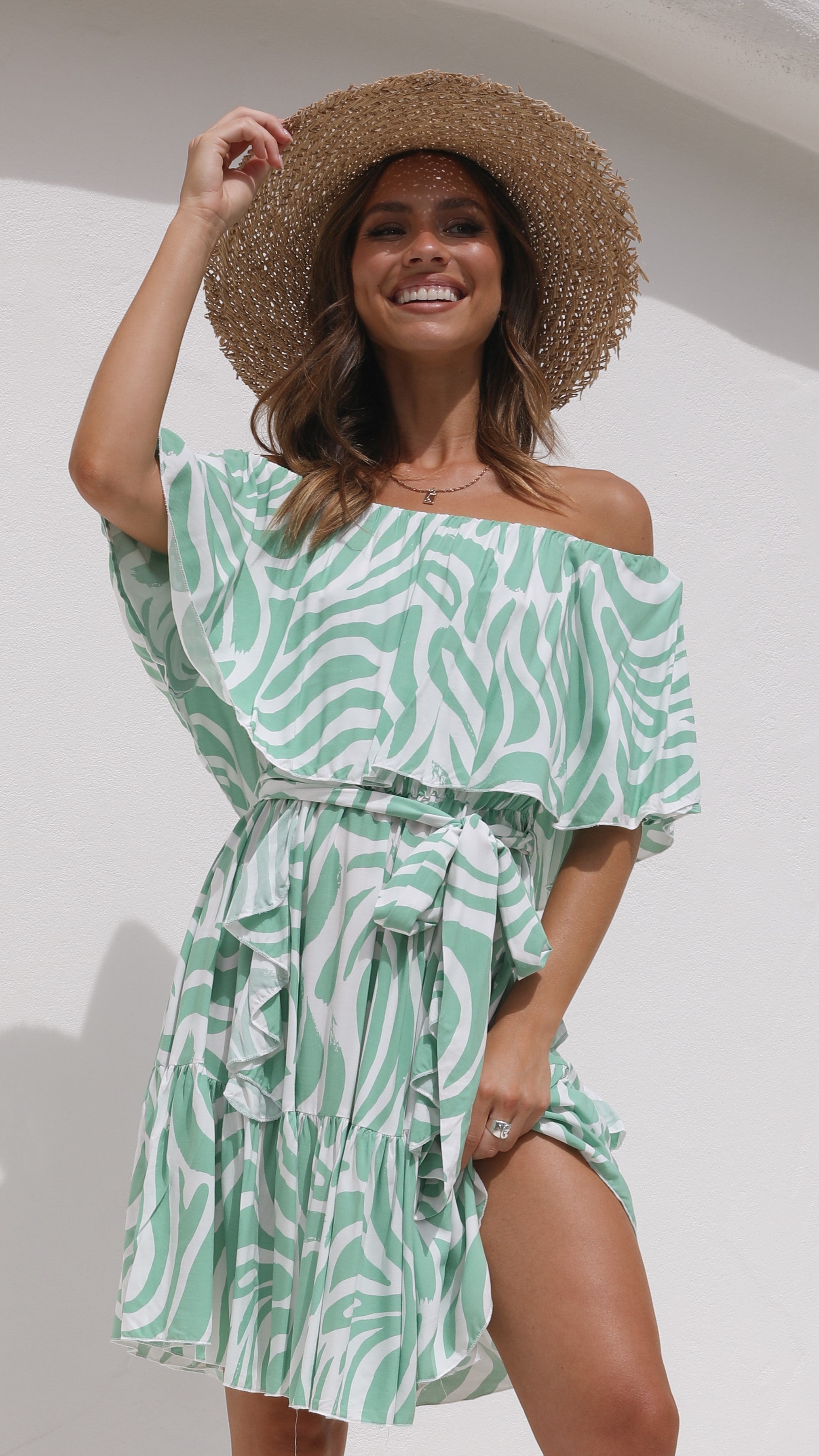 Georgie Mini Dress - Matcha Print-Sunshines Bliss
