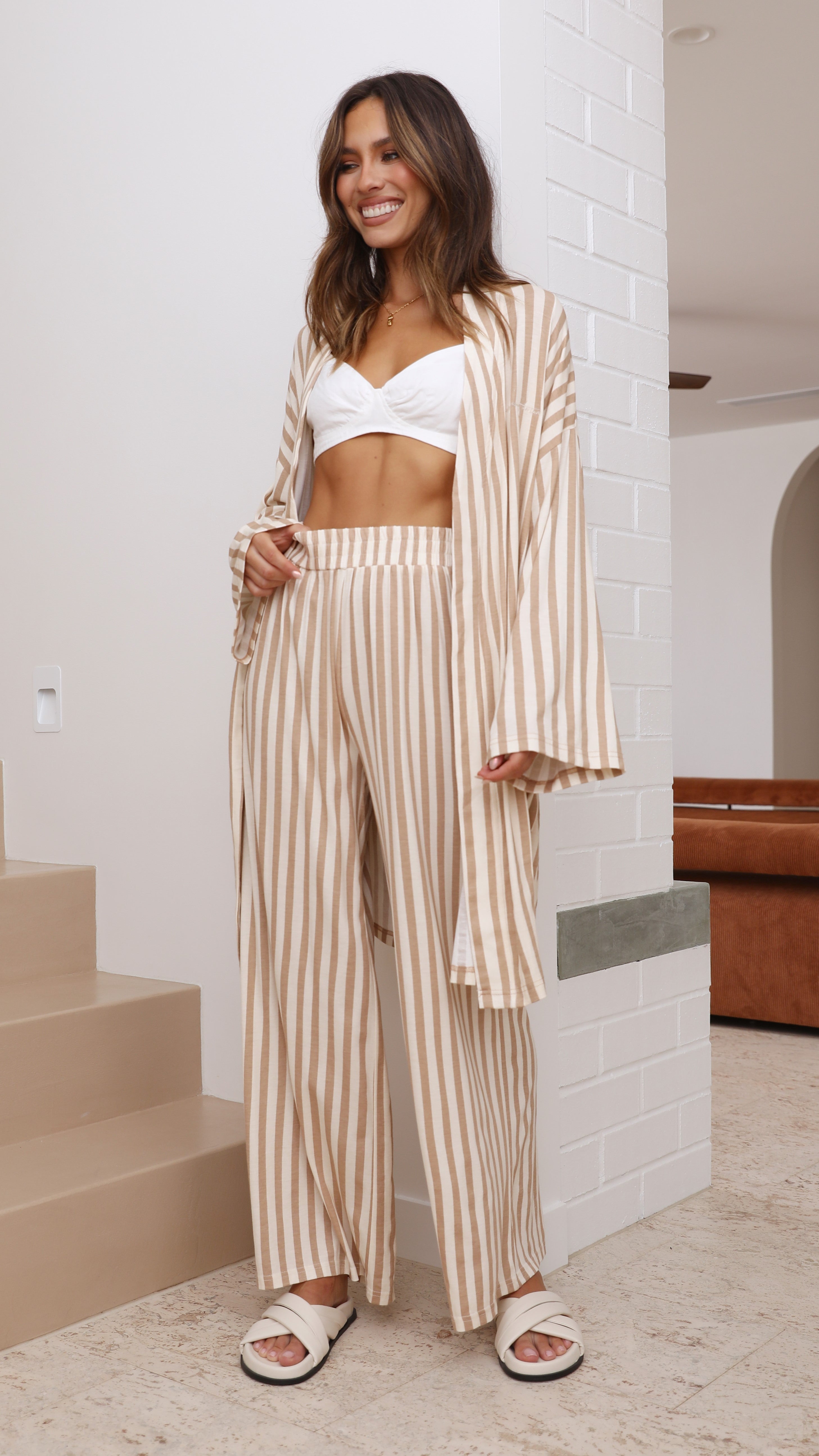 Carmen Short Robe - Stripe Print-Sunshines Bliss