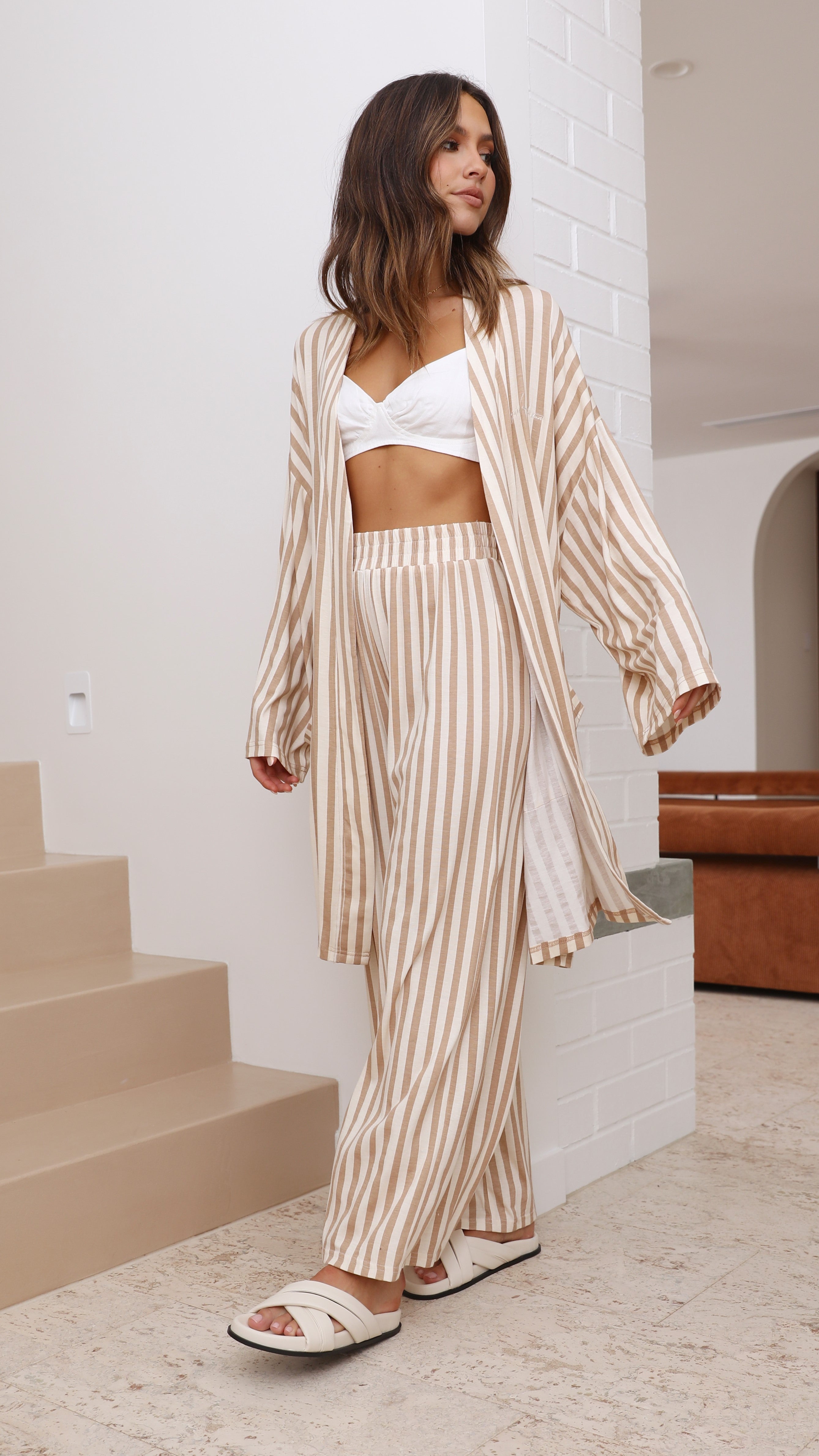 Carmen Short Robe - Stripe Print-Sunshines Bliss