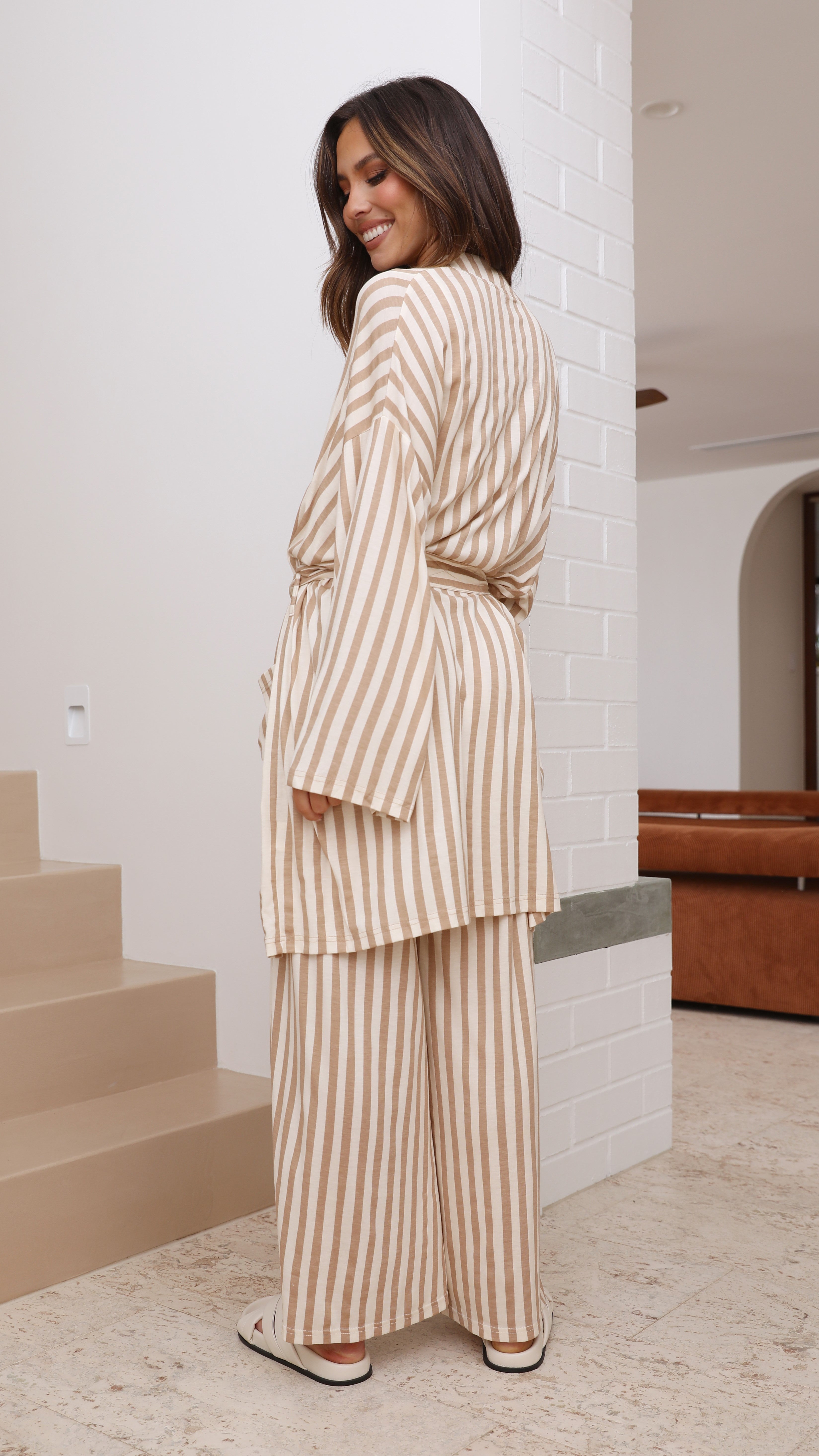 Carmen Short Robe - Stripe Print-Sunshines Bliss