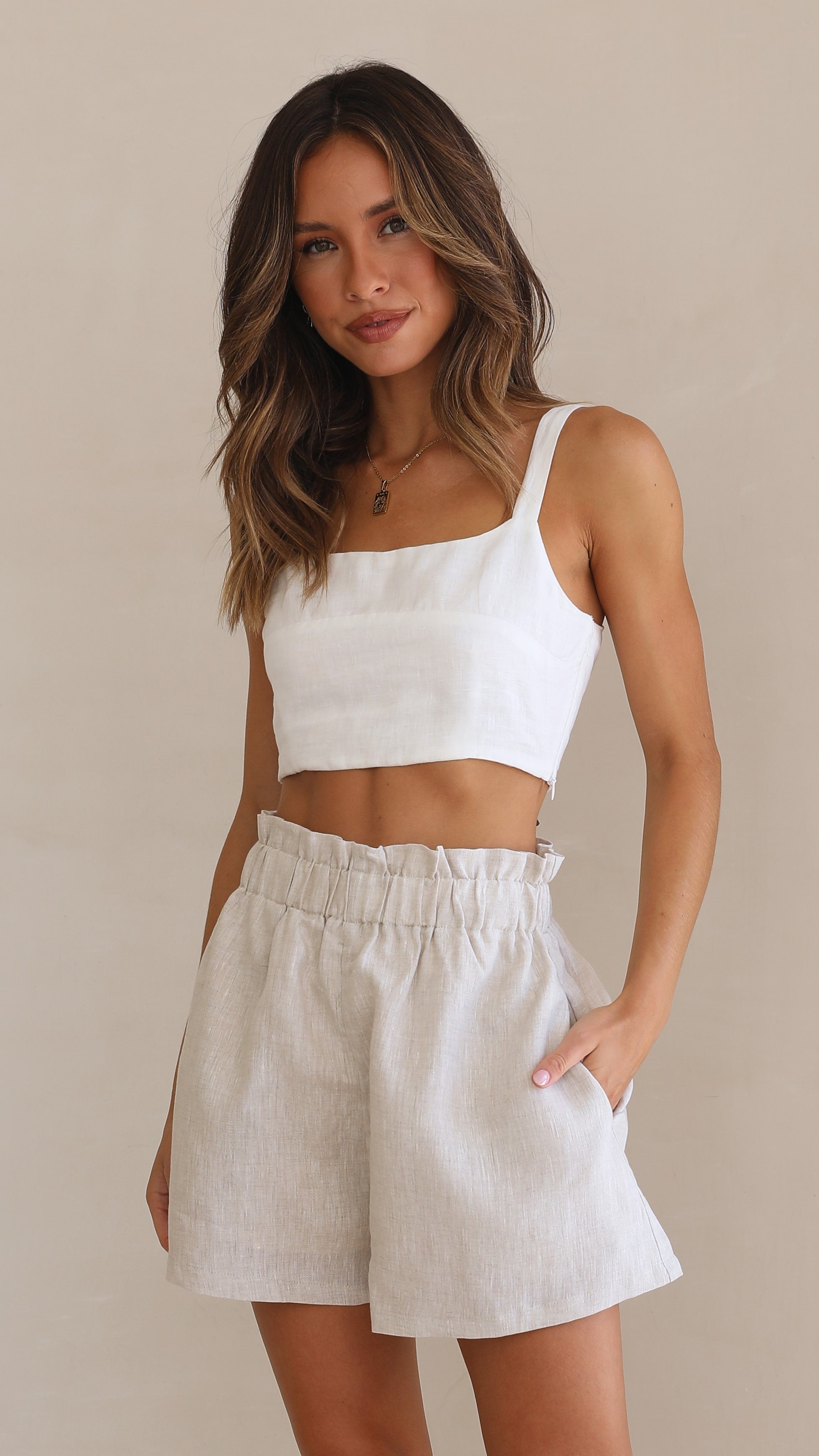 Leila Shorts - Oatmeal-Sunshines Bliss