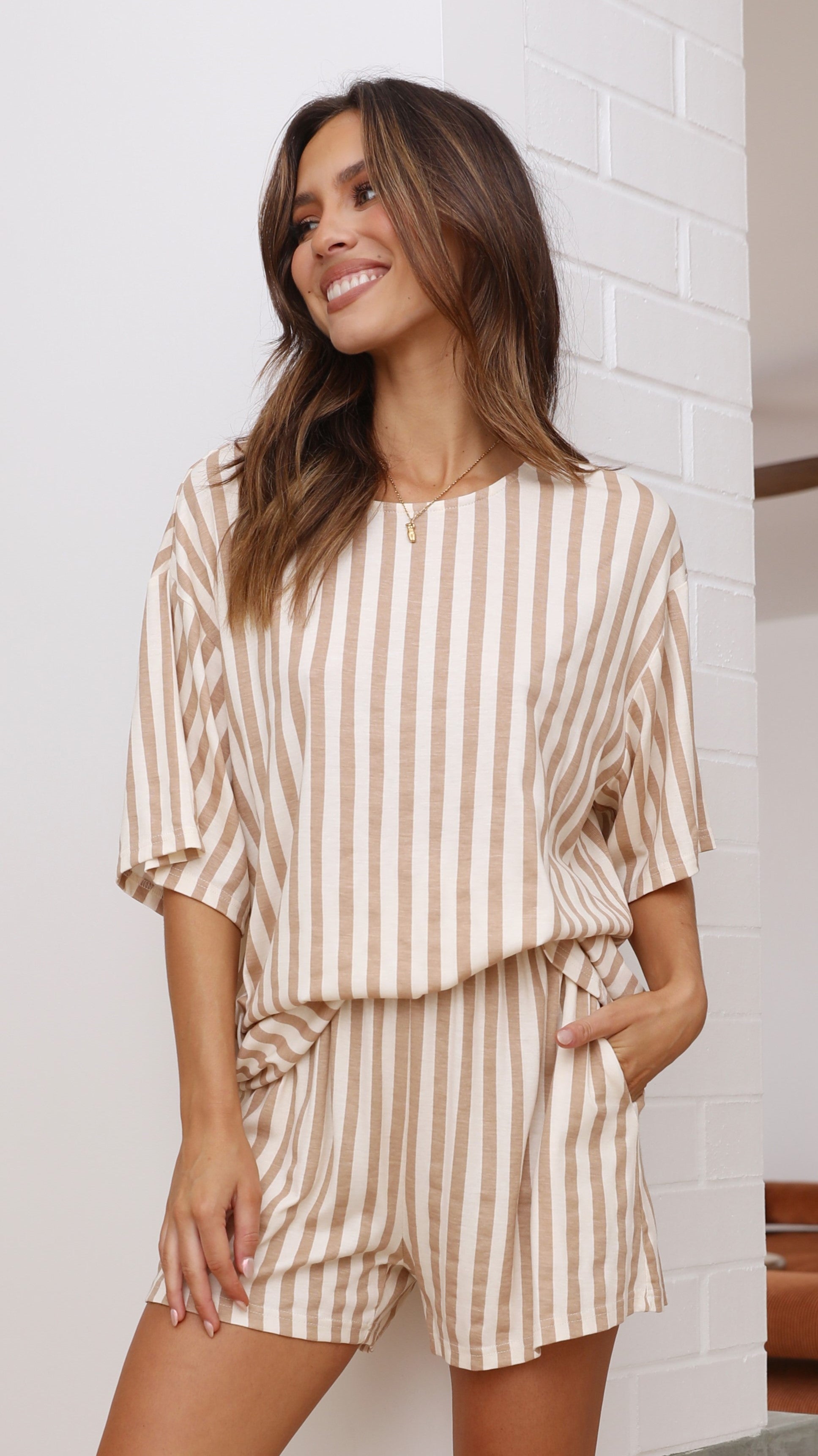 Elle Tee - Stripe Print-Sunshines Bliss